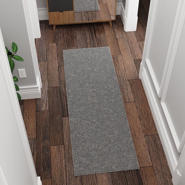 3 ft. x 6 ft. Gray Cozy Plush Non-Slip Rubberback Soft Indoor Bedroom Runner Rug