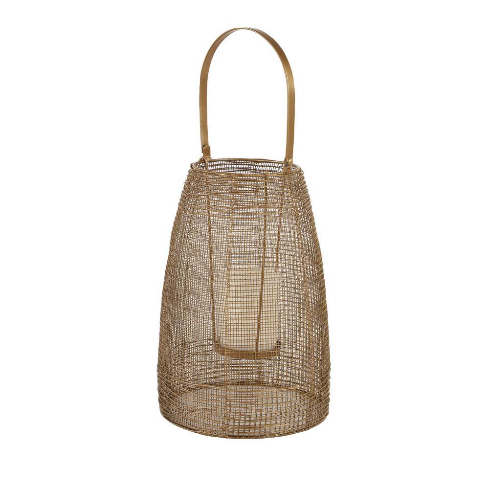 Gold Metal Hanging Hurricane Candle Lantern