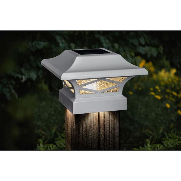 Kingsbridge Solar White Outdoor Integrated LED Dual Lighted Post Cap (2-Pack)