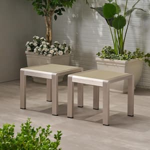 Cape Coral Silver Outdoor Aluminum Side Table (Set of 2)