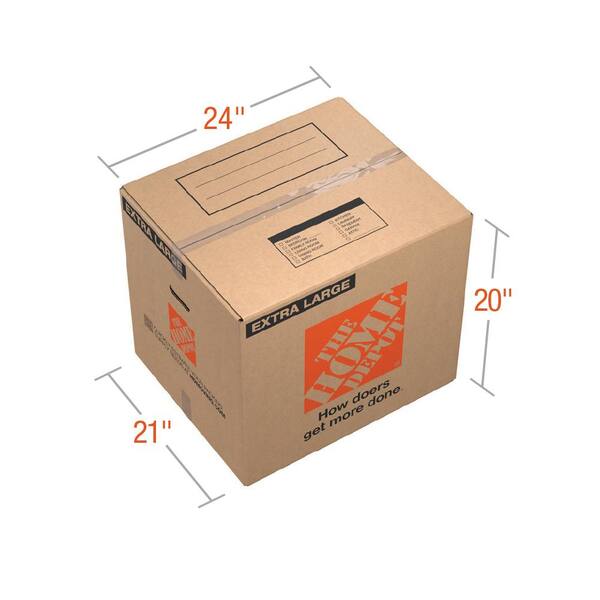The Home Depot 24 In L X 20 In W X 21 In D Extra Large Moving Box With Handles 150 Pack Xlbox150 The Home Depot