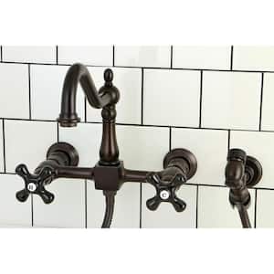 Duchess 2-Handle Wall-Mount Standard Kitchen Faucet with Side Sprayer in Oil Rubbed Bronze