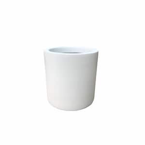 15.8 in. Dia Pure White Lightweight Concrete Modern Cylinder Outdoor Planter