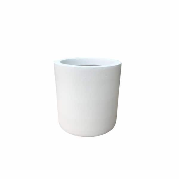 KANTE 9.8 in. Dia, Pure White Lightweight Concrete Modern Cylinder Outdoor Planter