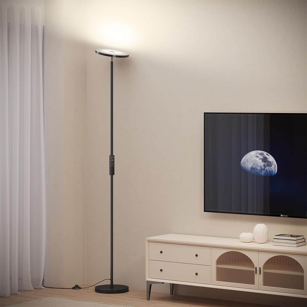 SUNMORY 69 in. Black Torchiere Floor Lamp, 32W/3000LM Super Bright