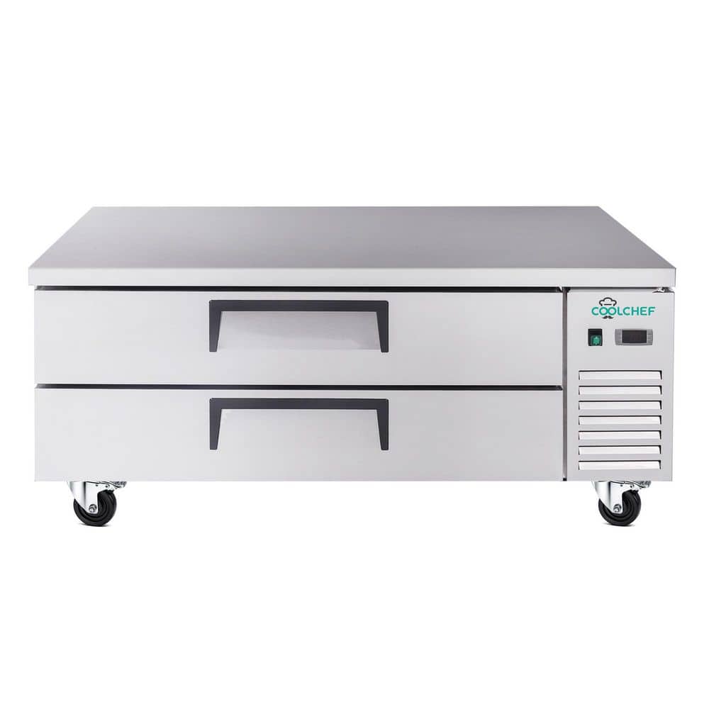 48 in. 9.6 cu. ft. Commercial Chef Base Refrigerator, Stainless Steel Worktop Prep Table Drawer Refrigerator