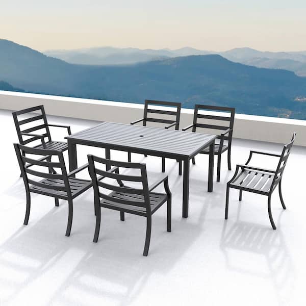 BALKENE HOME Hendricks 7-Piece Aluminum Rectangular Outdoor Dining Set
