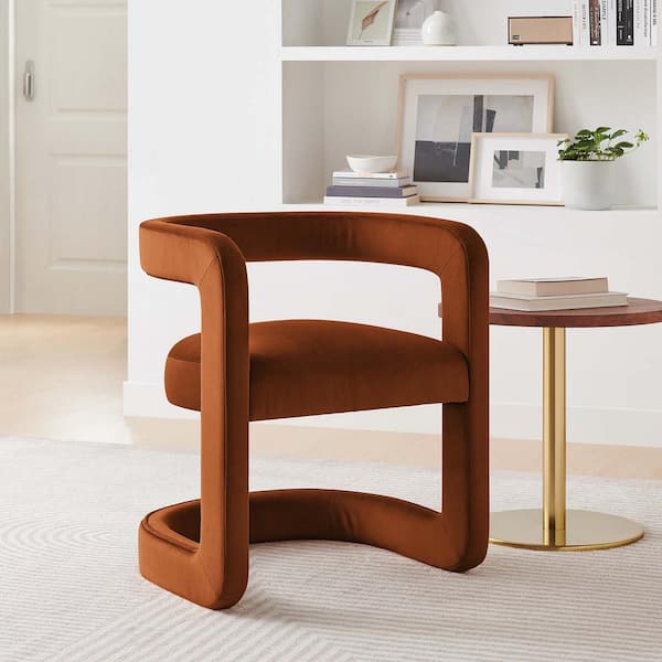 MODWAY Winslow Performance Rust Velvet Barrel Accent Chair