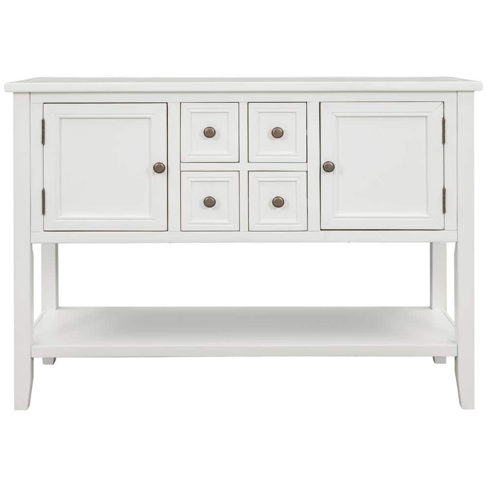 46.00 in. W x 15.00 in. D x 34.00 in. H White Linen Cabinet Buffet Sideboar