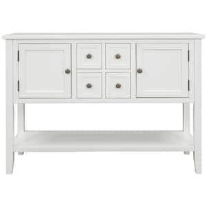 46.00 in. W x 15.00 in. D x 34.00 in. H White Linen Cabinet Buffet Sideboard with 2-Doors and Bottom Shelf