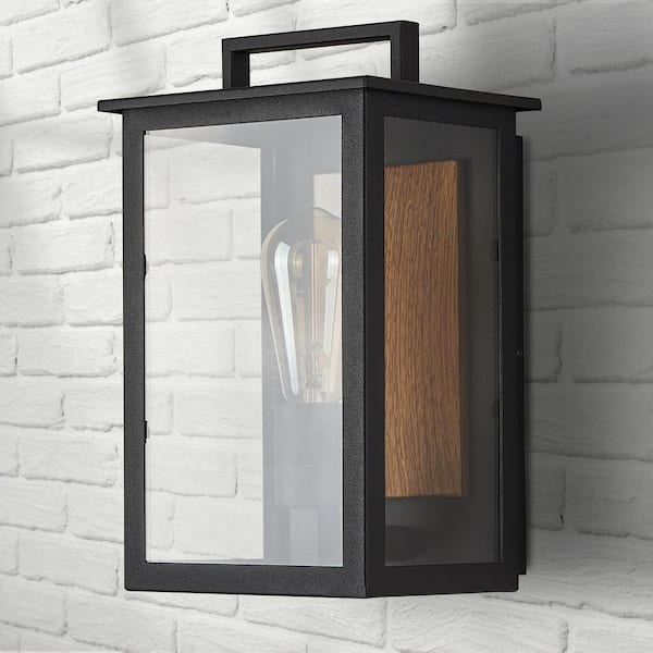 ANTOINE 1-Light Black Hardwired Outdoor Wall Lantern Wall Sconce