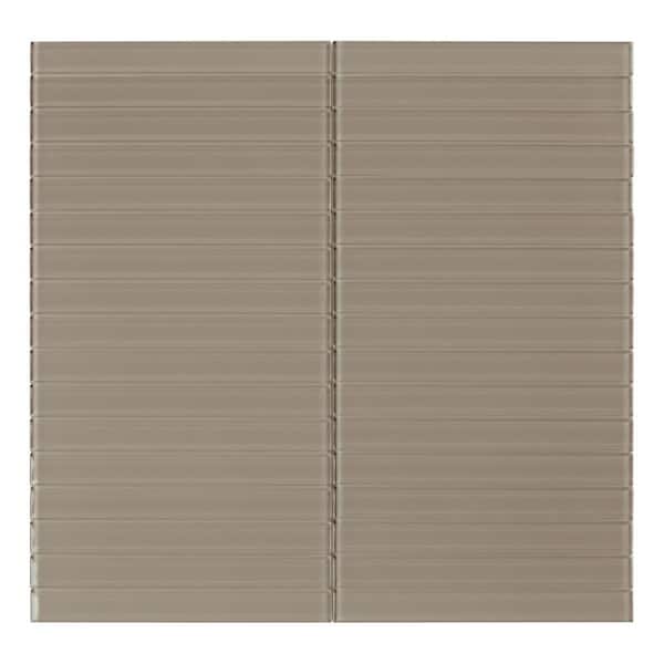 Glass Take Home Sample - Elm Taupe 4 in. x 4 in. Glass Peel and Stick Wall Mosaic Tile (0.11 sq.ft./ 1-pack)