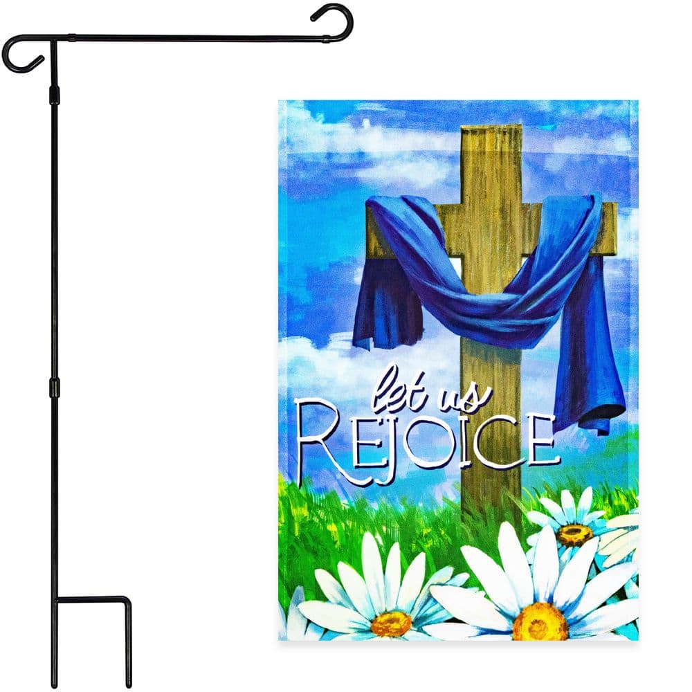 1 ft. x 1.5 ft. Polyester Let Us Rejoice Easter Cross with 3 ft. Black iron Flagpole price history on PriceWatchPro