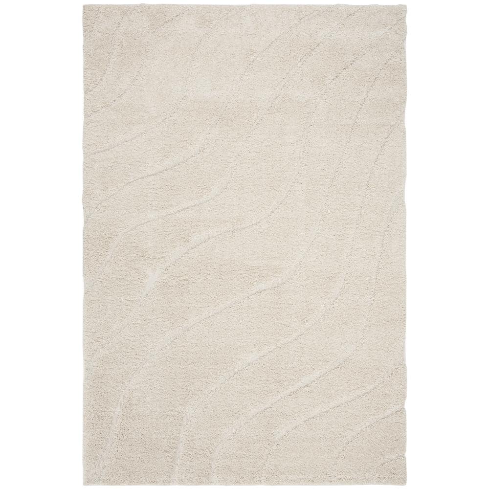 Off-White Tufted Handmade Shag Area Rug
