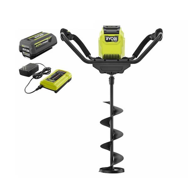 RYOBI - 40V HP Ice Auger with 8 in. Bit, 4.0 Ah Battery, and Charger