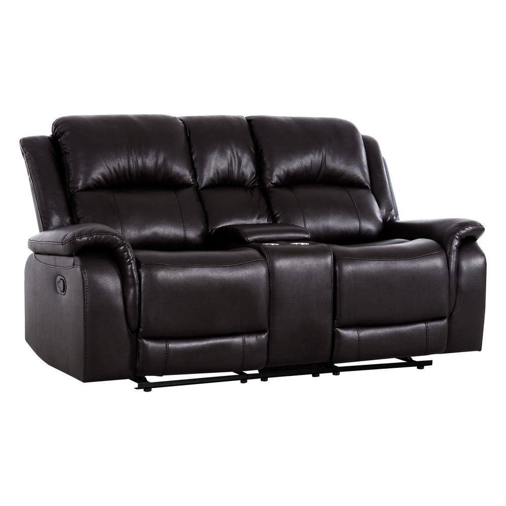 MAYKOOSH 37.79 in. D Rolled Arm Faux Leather Modular Push Back Manual Recliner Sofa Loveseat for