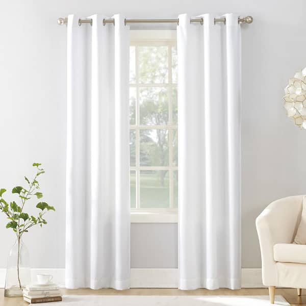 Sun Zero Valerie Heathered Texture White Polyester 40 in. W x 84 in. L Grommet Light Filtering Curtain (Single Panel)