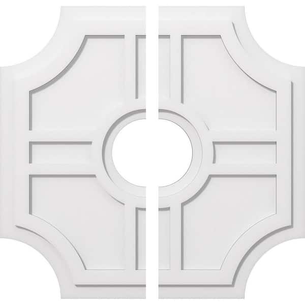 Ekena Millwork 1 in. P X 10 in. C X 30 in. OD X 7 in. ID Haus Architectural Grade PVC Contemporary Ceiling Medallion, Two Piece