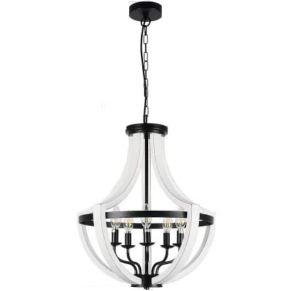 MODERN HABITAT Farmstead Illumination 5-Light 40-Watt White Chandelier with No Bulbs Included