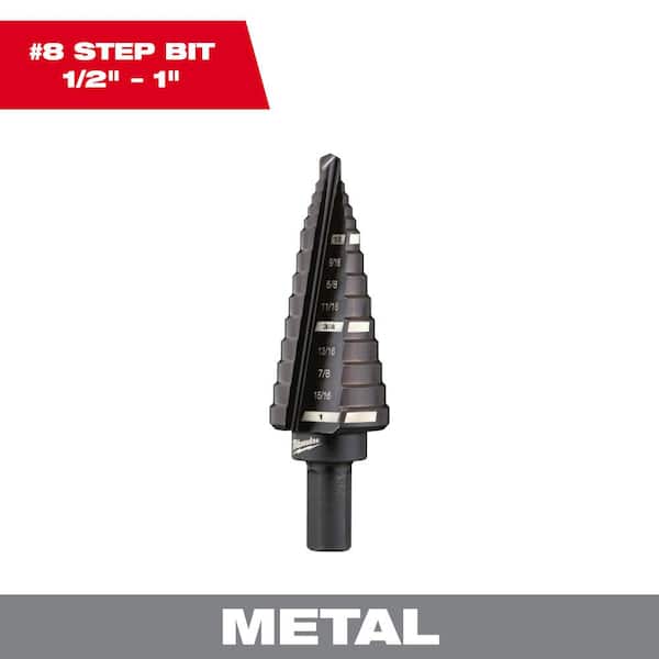 Milwaukee 1/2 in. - 1 in. #8 Black Oxide Step Drill Bit (9-Steps)