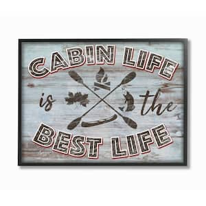 16 in. x 20 in. "Cabin Life Country Home Wood Textured Word" by Marcus Prime Framed Wall Art