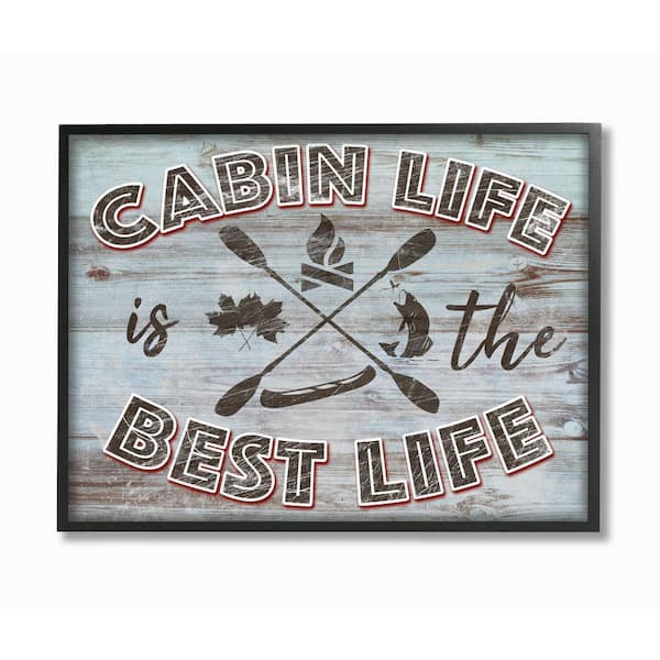Stupell Industries 24 in. x 30 in. "Cabin Life Country Home Wood Textured Word" by Marcus Prime Framed Wall Art