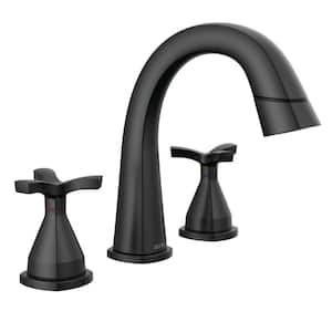 Stryke 8 in. Widespread Double-Handle Bathroom Faucet with Pull-Down Spout in Matte Black