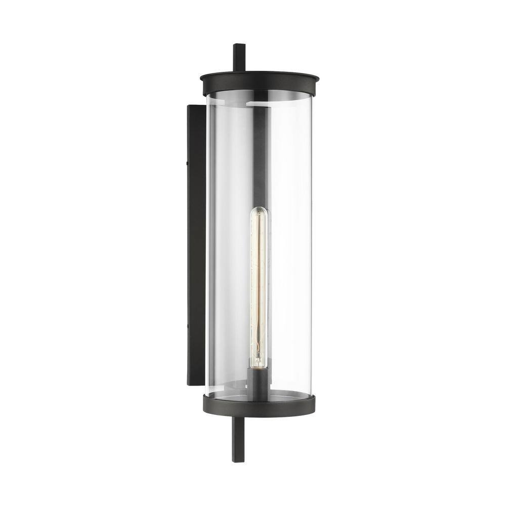 Textured Black and Clear Glass Outdoor Wall Light