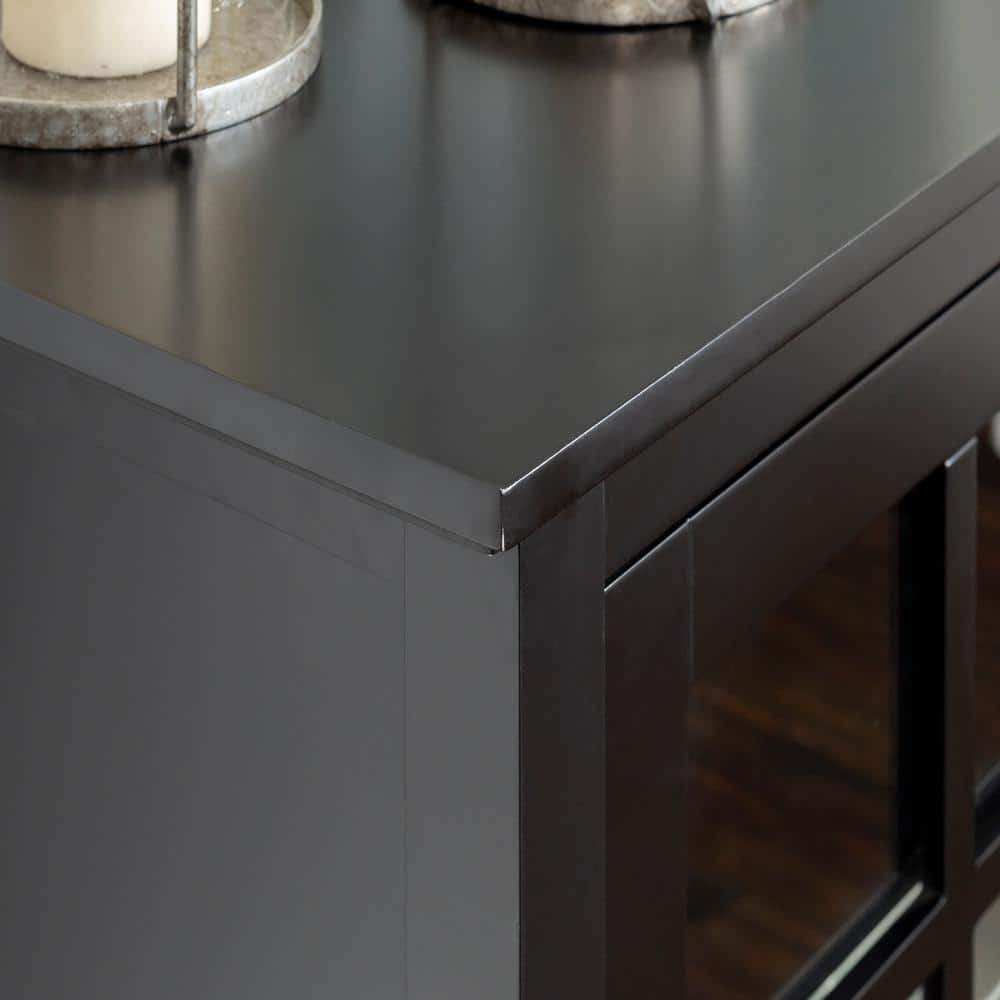 Elegant 52" Black High-Grade MDF TV Stand with Glass-Paned Doors