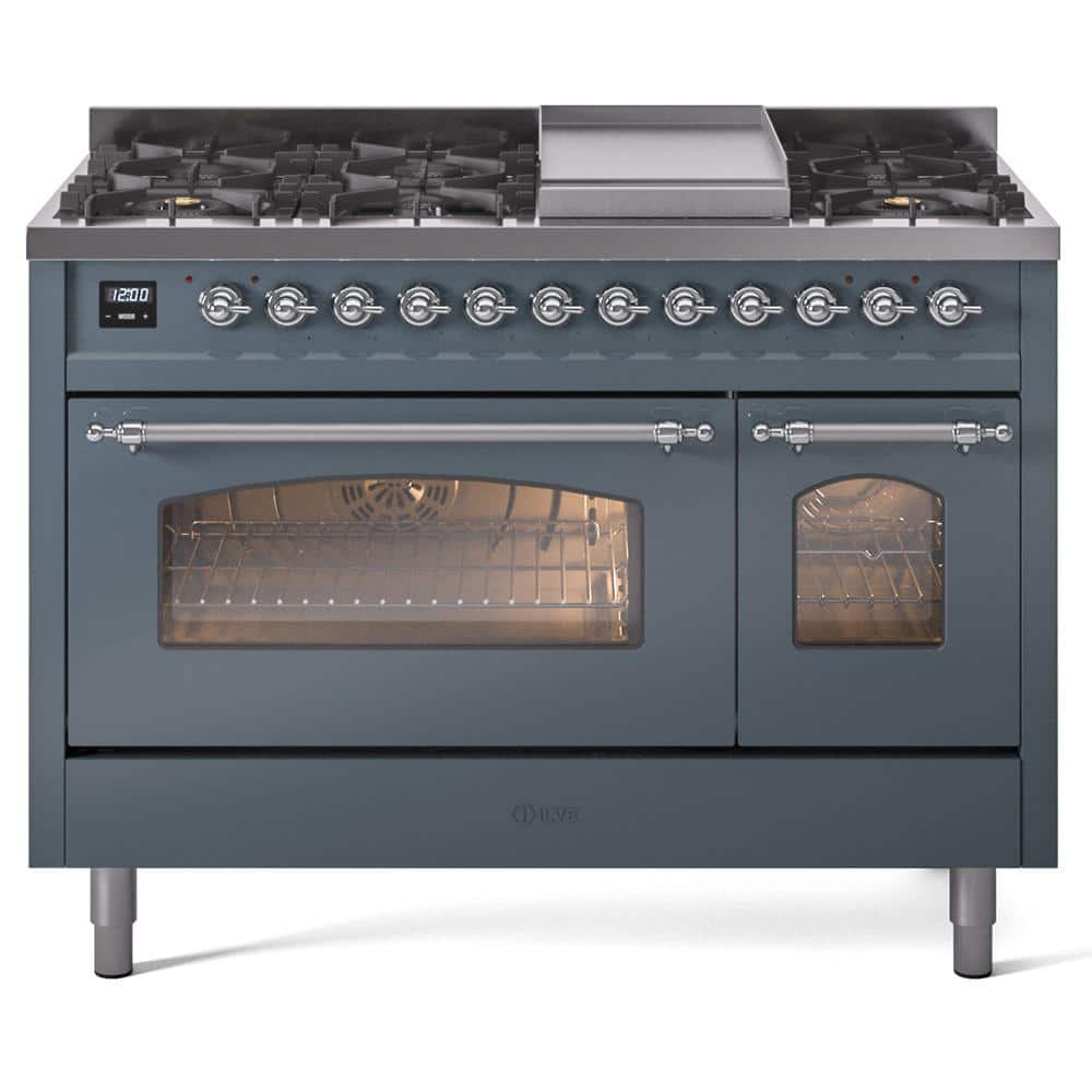ILVE Nostalgie II 48 in. 8Burner Plus Griddle Double Oven Liquid