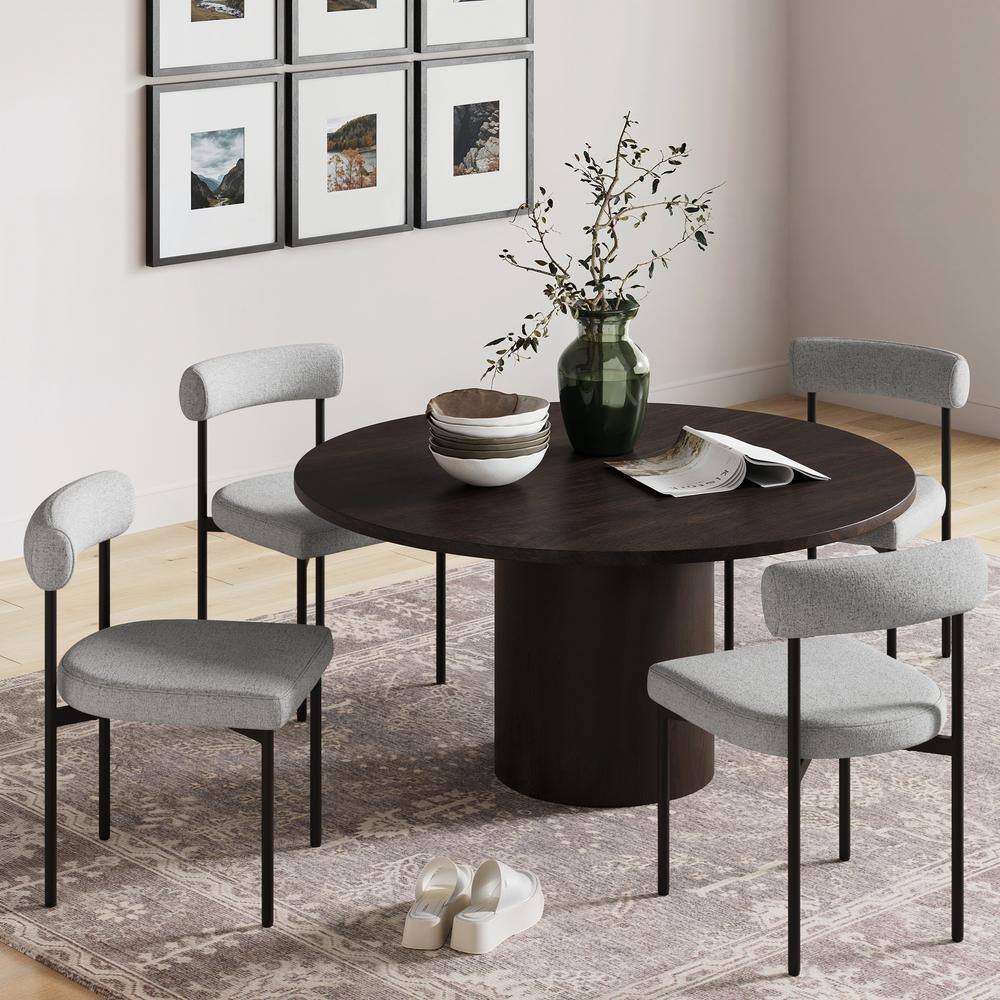 Gray Upholstered Faux Leather Side Chair with Metal Frame