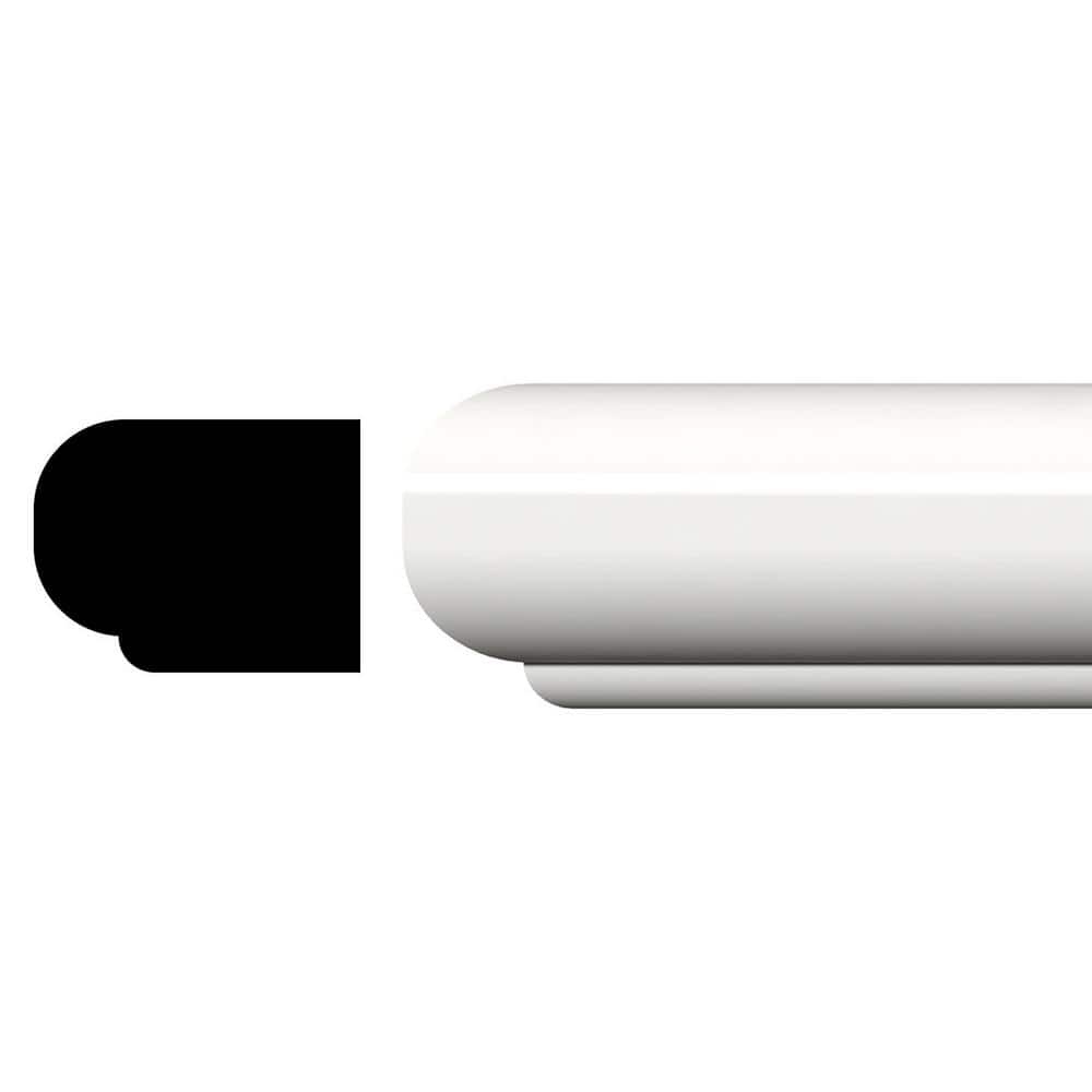 1-3/8 in. x 1 in. x 96 in. White PVC Decorative Baseboard Moulding