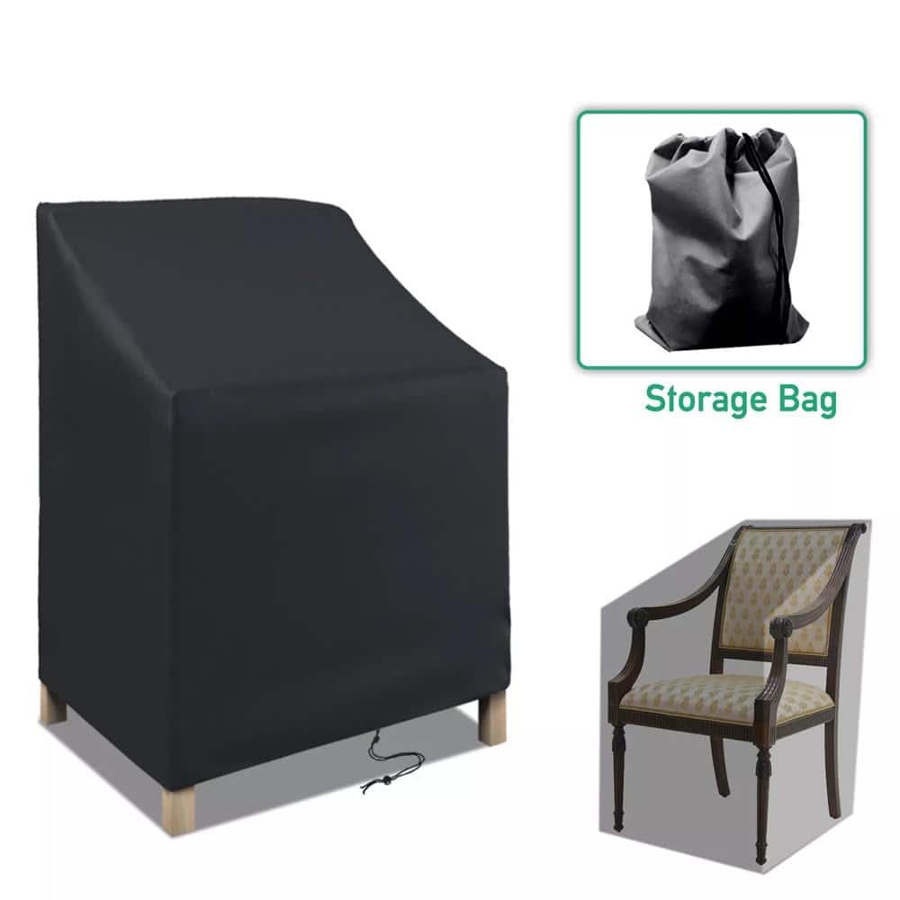 Black Heavy Duty Waterproof Patio Chair Cover, 26" x 26" x 47"