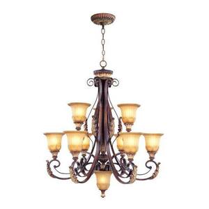 Villa Verona 10 Light Verona Bronze with Aged Gold Leaf Accents Chandelier