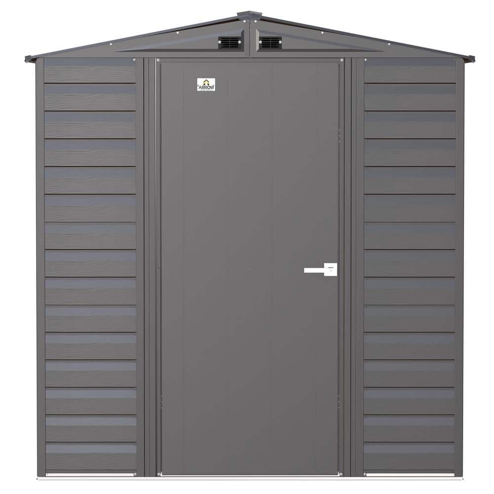 Charcoal Galvanized Steel Peak Roof Storage Shed, 6x5