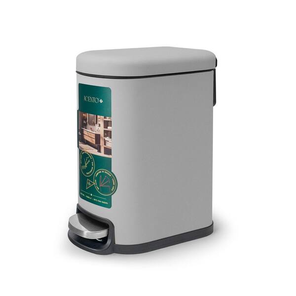 ACENTO Curved Rectangular 5 L/1.3 Gal. Pedal Trash Bin with Soft