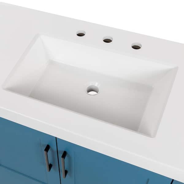 Diamond NOW Cassidy 48-in Admiral Blue Single Sink Bathroom Vanity with  White Cultured Marble Top