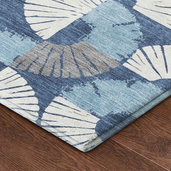 Mayfield Premium Machine Washable Abstract AMF2462 Navy 10 ft. x 14 ft. Area Rug