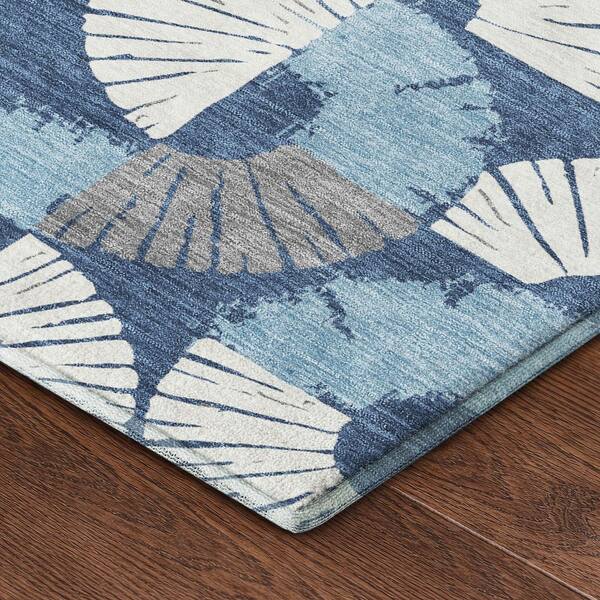 Mayfield Premium Machine Washable Abstract AMF2462 Navy 9 ft. x 12 ft. Area Rug
