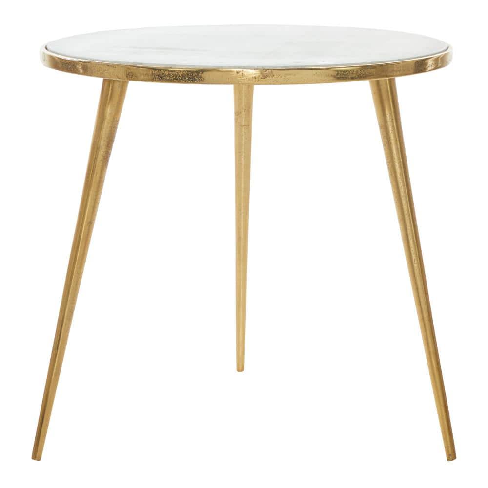 Elegant Gold & Marble Round Accent Table - 21" x 20"