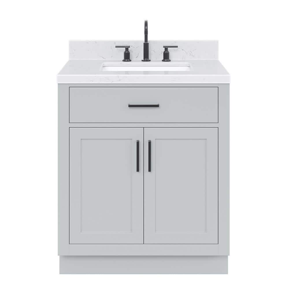 Hepburn 30" Grey Freestanding Single Basin Vanity with Quartz Top