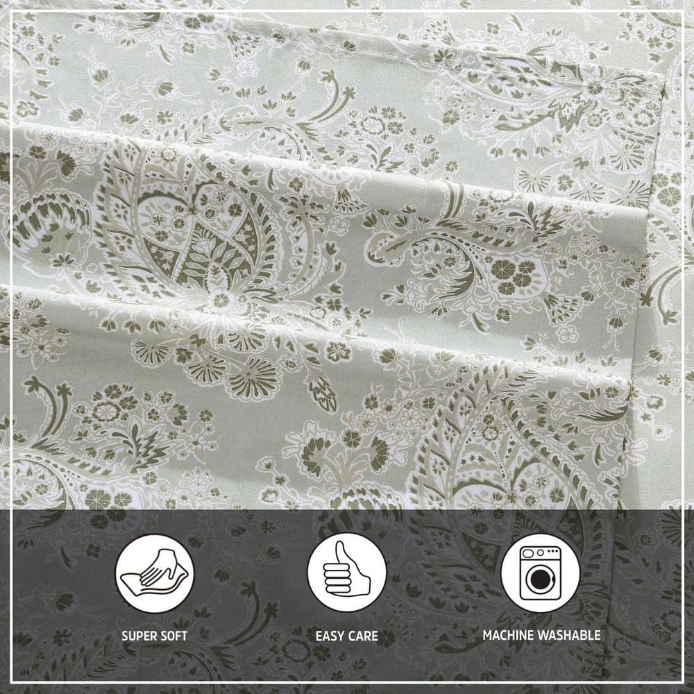 Prairieland Paisley Sage Green Full Microfiber Sheet Set