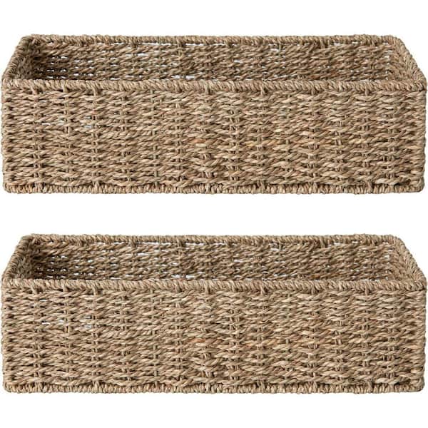 Unbranded Beige 15.8 in. x 4.3 in. Seagrass Decorative Basket (Set of 2)