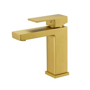 Single-Handle Single Hole Bathroom Faucet in Brushed Gold