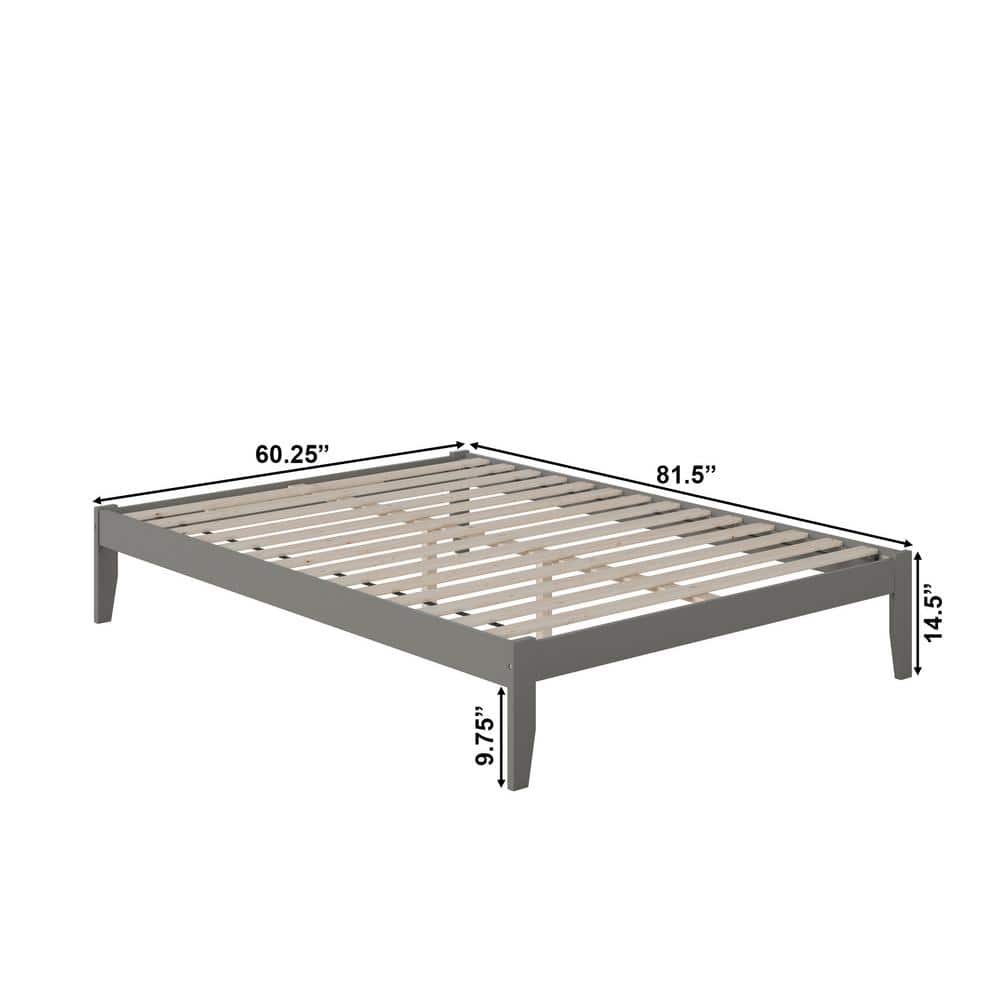 Colorado Queen Gray Upholstered Wood Platform Bed with Slats