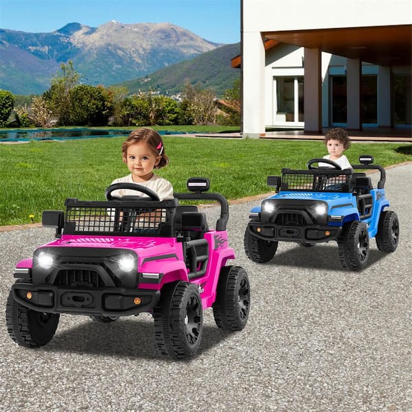 9.25 in. 3+ Years Old 12V Kids Ride on Truck Car Battery Powered Electric Vehicle with Remote Control Pink