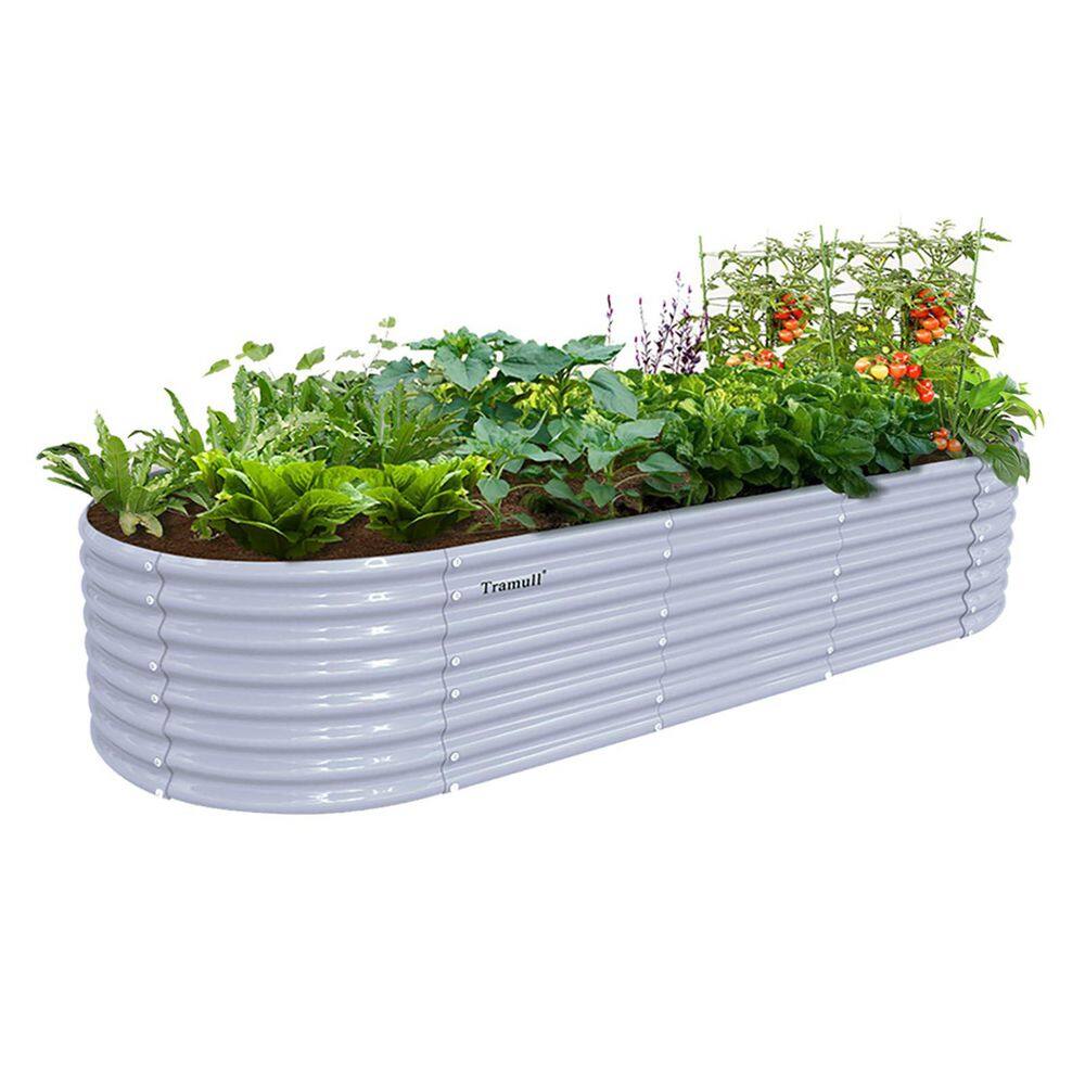 1Pack 8x3x2FT Galvanized Raised Garden Bed Kit Retangular Metal Ground Plan