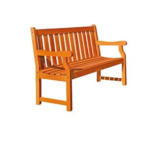 4 ft. Wood Outdoor Patio Garden Bench, Eucalyptus 2-Seater Patio Bench