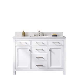 Jasper 48 in. W x 22 in. D Bath Vanity in White with Engineered Stone Vanity in Carrara White with White Sink