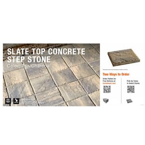 Paper Sample Only: 12 in. x 12 in. Charcoal/Tan Slate Top Concrete Step Stone Sample Board (1-Piece)